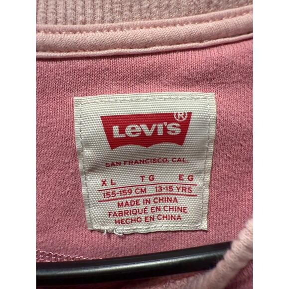 Levi’s Teenager Meet and Greet Pink Colorblocked Crewneck Girls XL - Picture 3 of 6